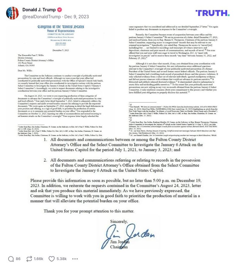 Post image from Donald Trump