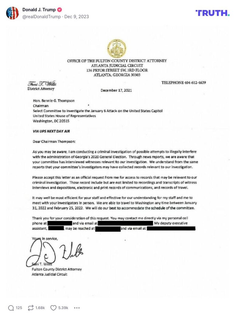 Post image from Donald Trump