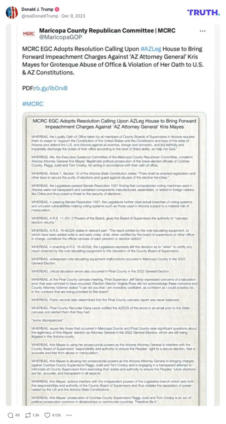 Post image from Donald Trump