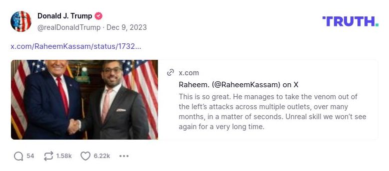 Post image from Donald Trump