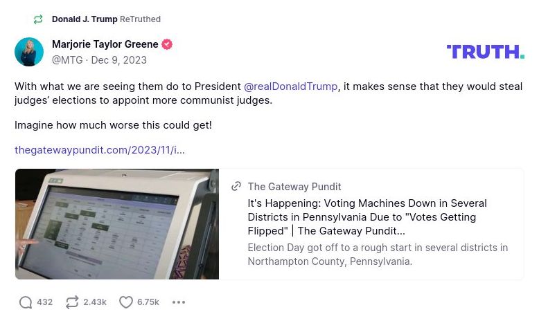 Post image from Donald Trump