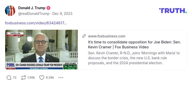 Post image from Donald Trump