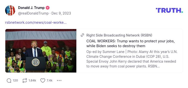 Post image from Donald Trump