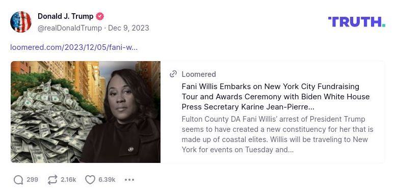 Post image from Donald Trump