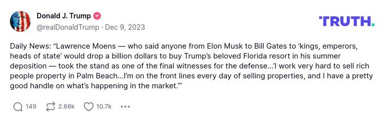 Post preview from Donald Trump