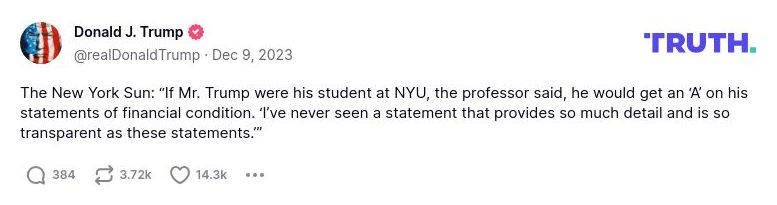 Post image from Donald Trump