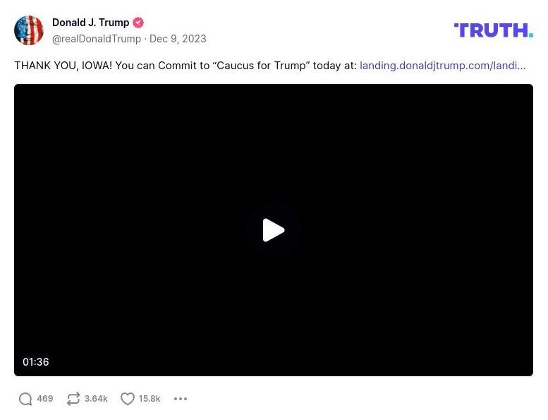 Post image from Donald Trump