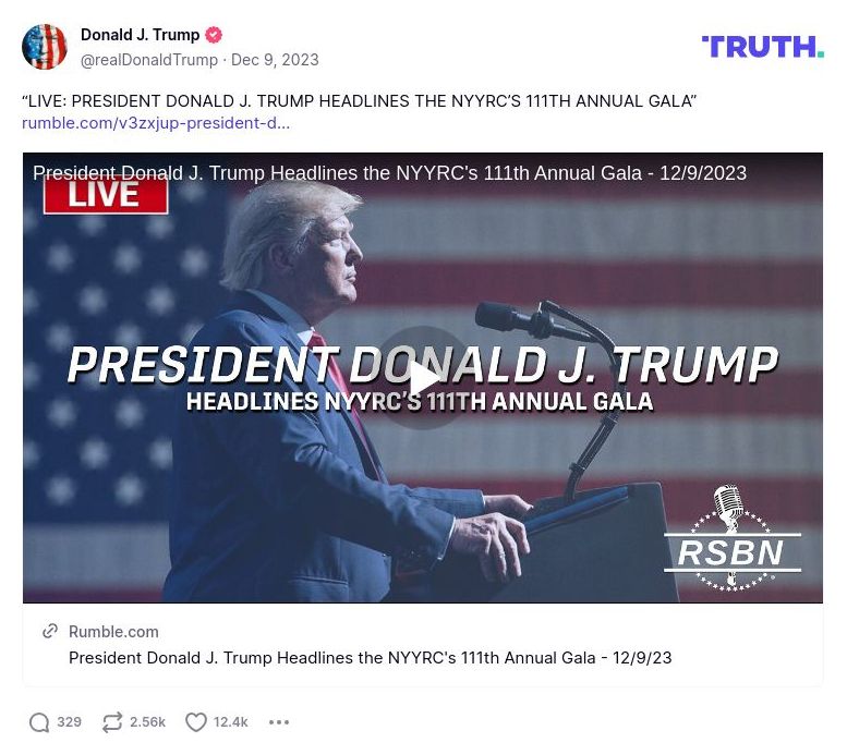 Post image from Donald Trump