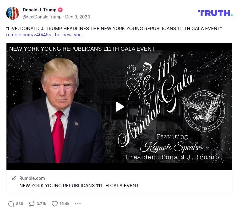 Post image from Donald Trump