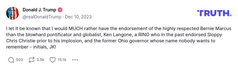 Post image from Donald Trump