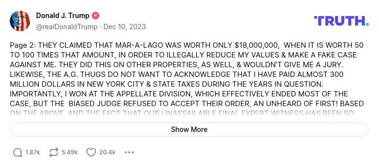 Post image from Donald Trump