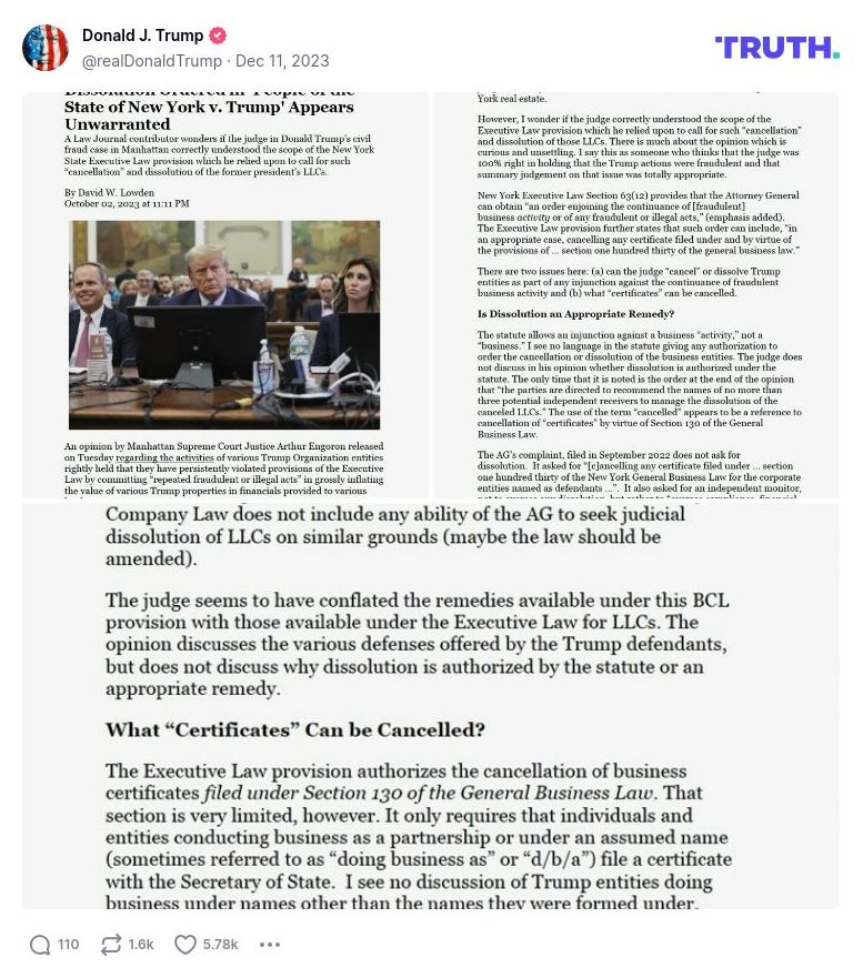 Post image from Donald Trump