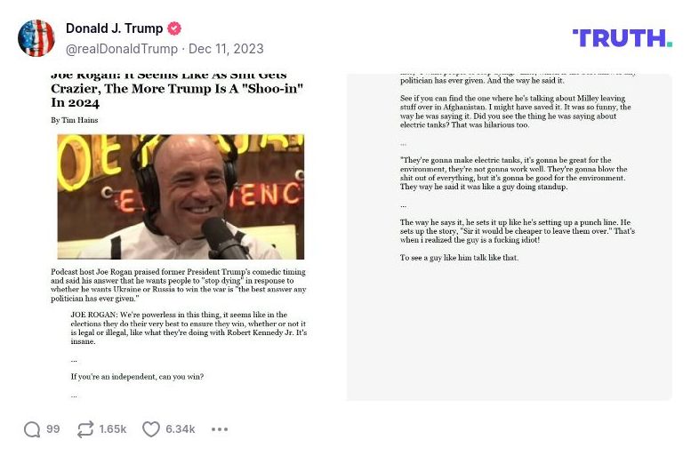 Post image from Donald Trump