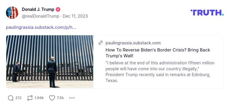 Post image from Donald Trump