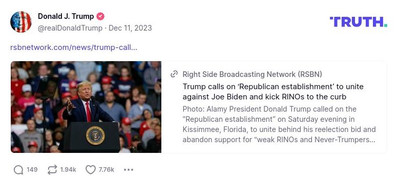 Post image from Donald Trump