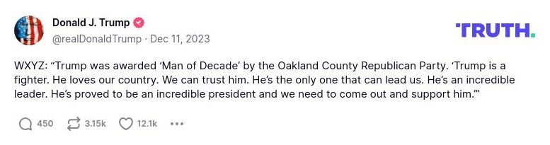 Post image from Donald Trump