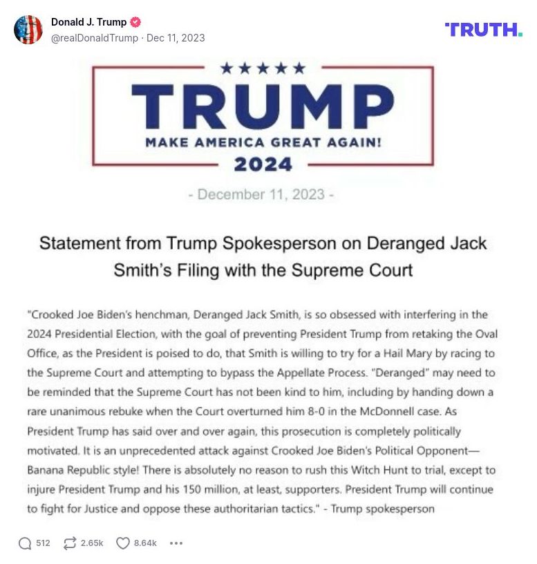 Post image from Donald Trump