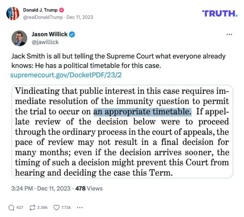 Post image from Donald Trump