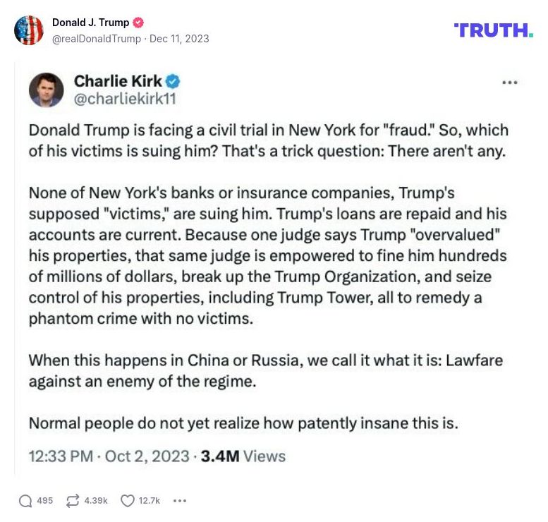 Post image from Donald Trump