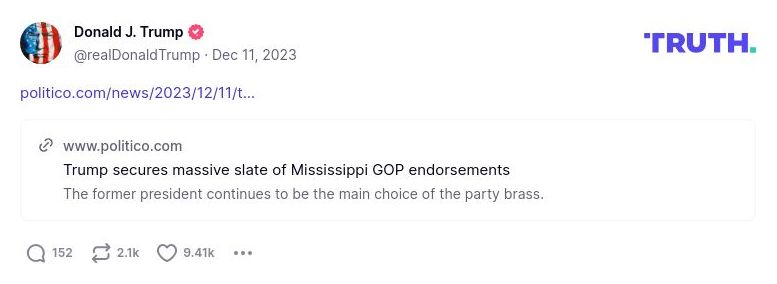 Post image from Donald Trump