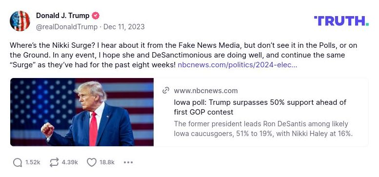 Post image from Donald Trump