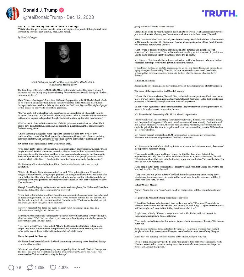 Post image from Donald Trump