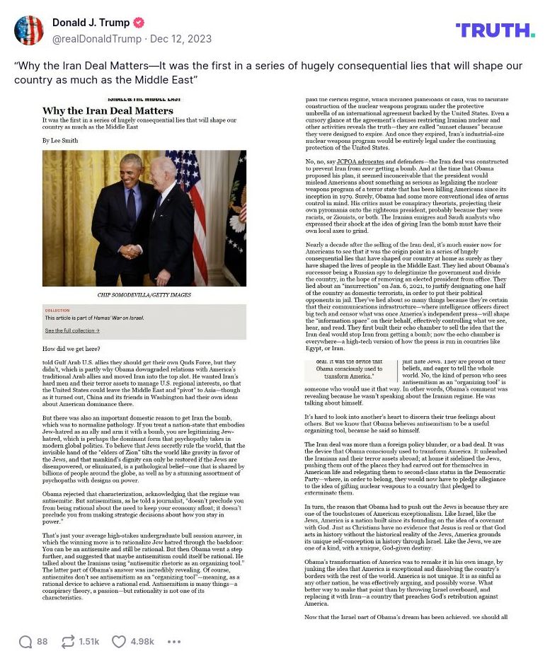 Post preview from Donald Trump