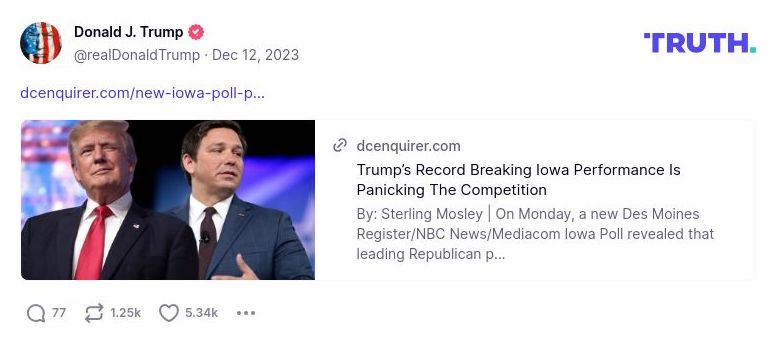 Post image from Donald Trump