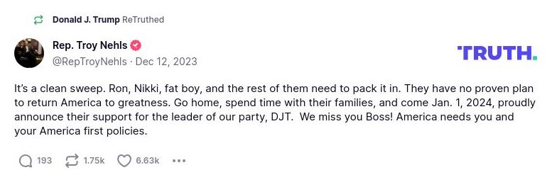 Post image from Donald Trump