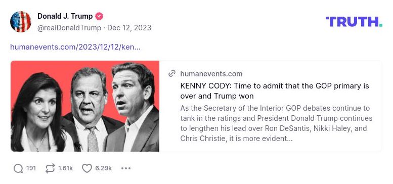 Post image from Donald Trump