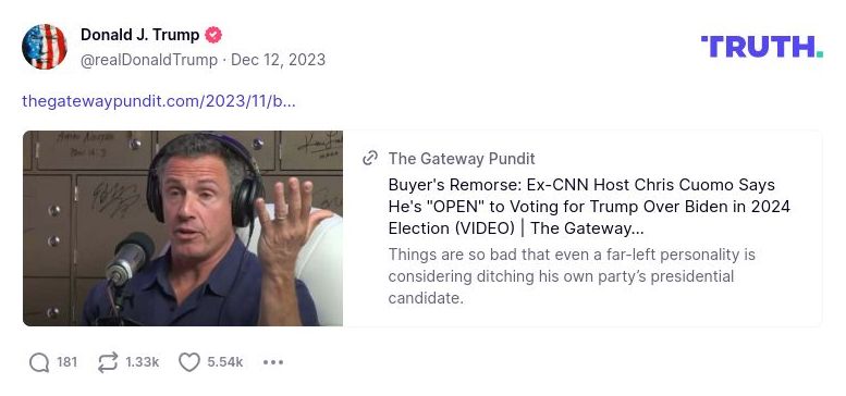 Post preview from Donald Trump