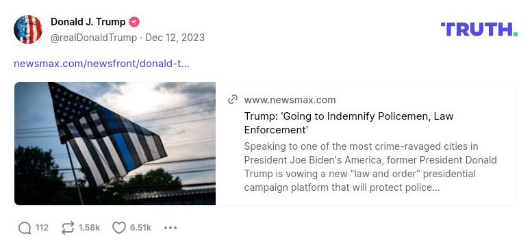 Post image from Donald Trump