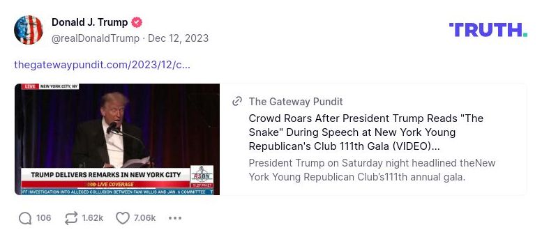 Post image from Donald Trump