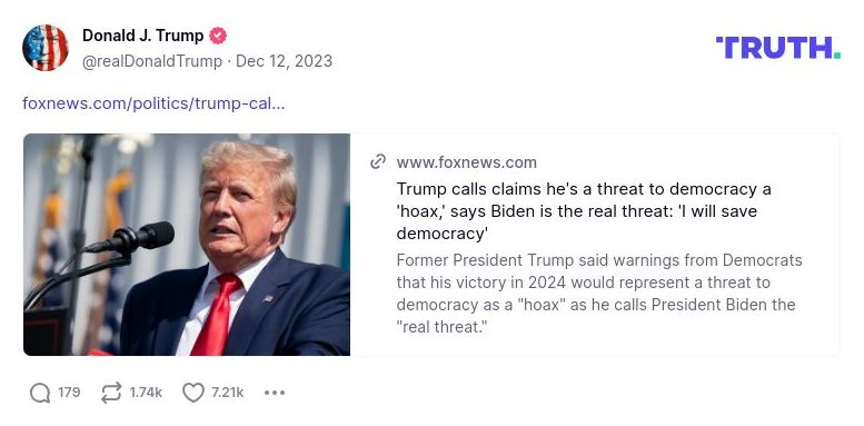 Post image from Donald Trump