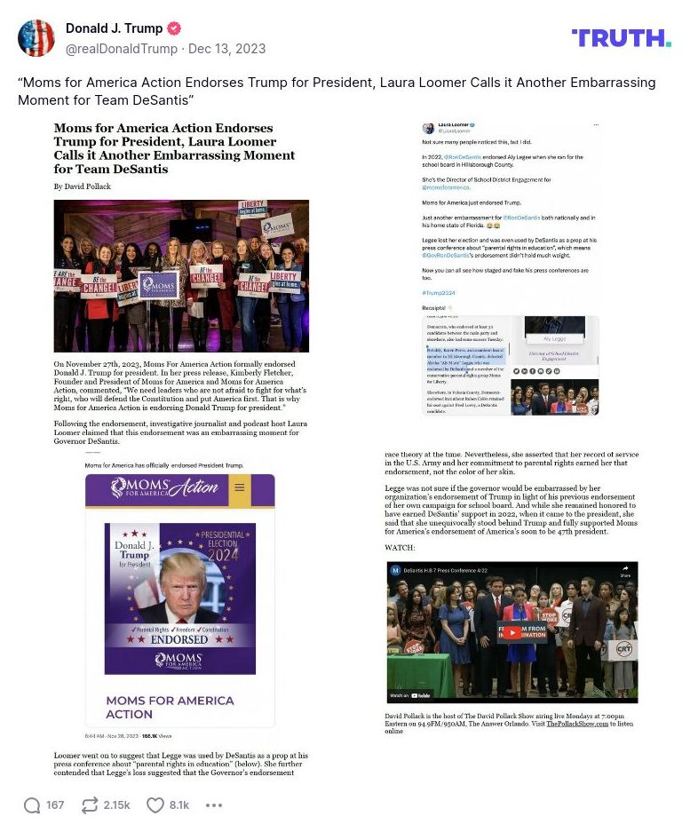 Post image from Donald Trump