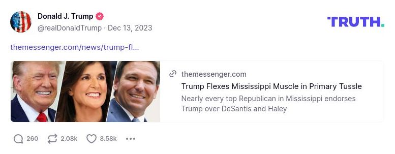 Post image from Donald Trump