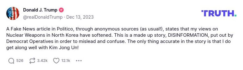 Post preview from Donald Trump