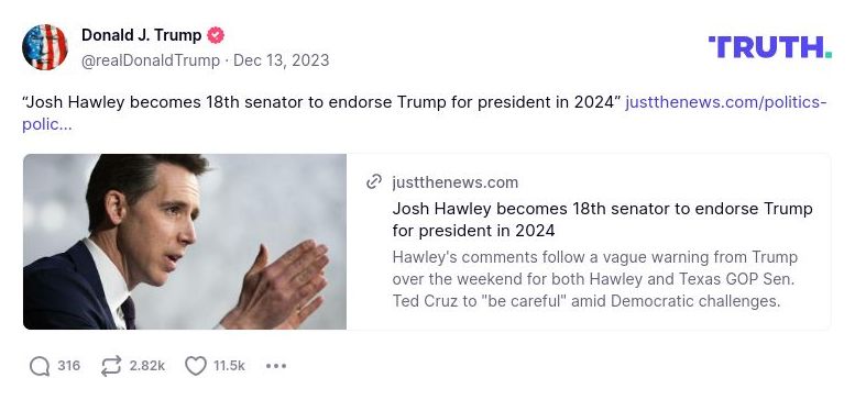 Post image from Donald Trump