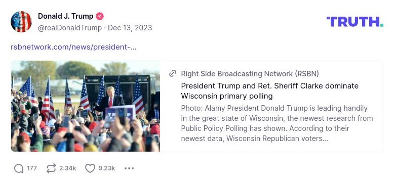 Post image from Donald Trump