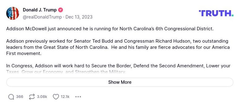 Post image from Donald Trump