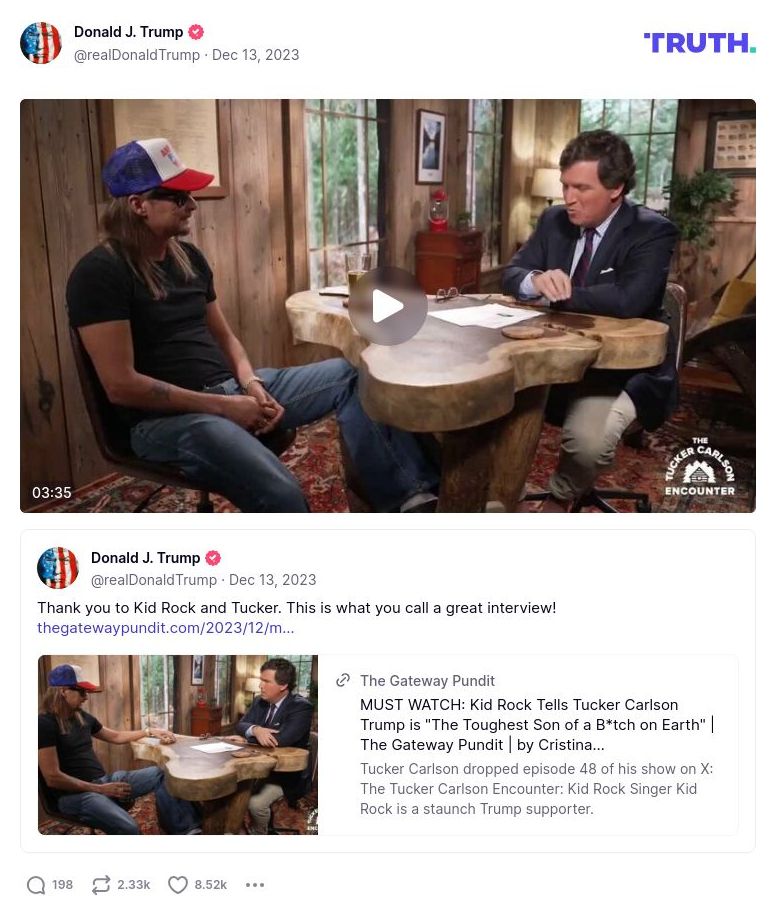 Post image from Donald Trump