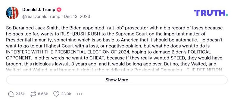 Post image from Donald Trump