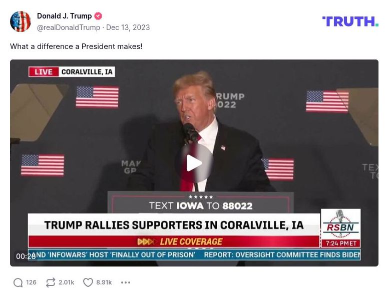 Post image from Donald Trump