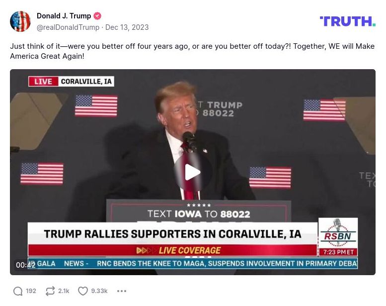 Post image from Donald Trump