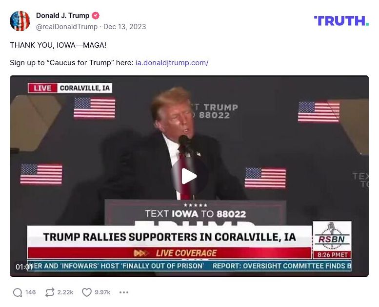 Post image from Donald Trump