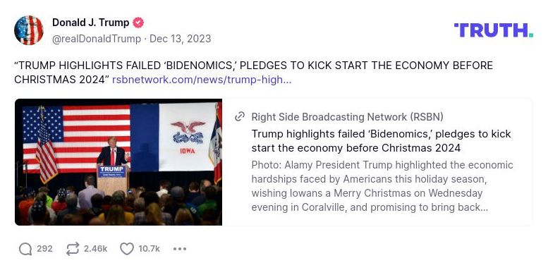 Post image from Donald Trump