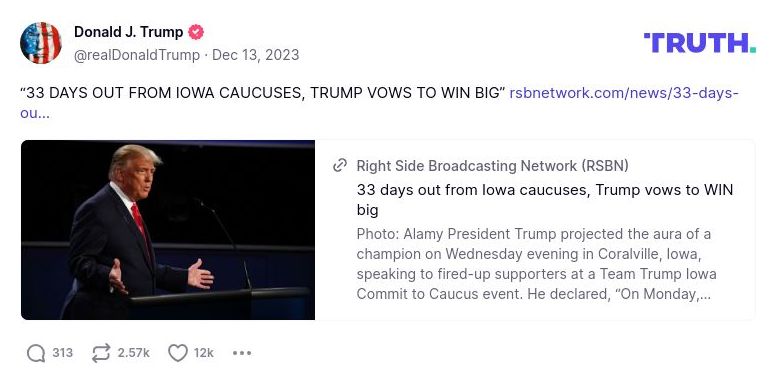 Post image from Donald Trump