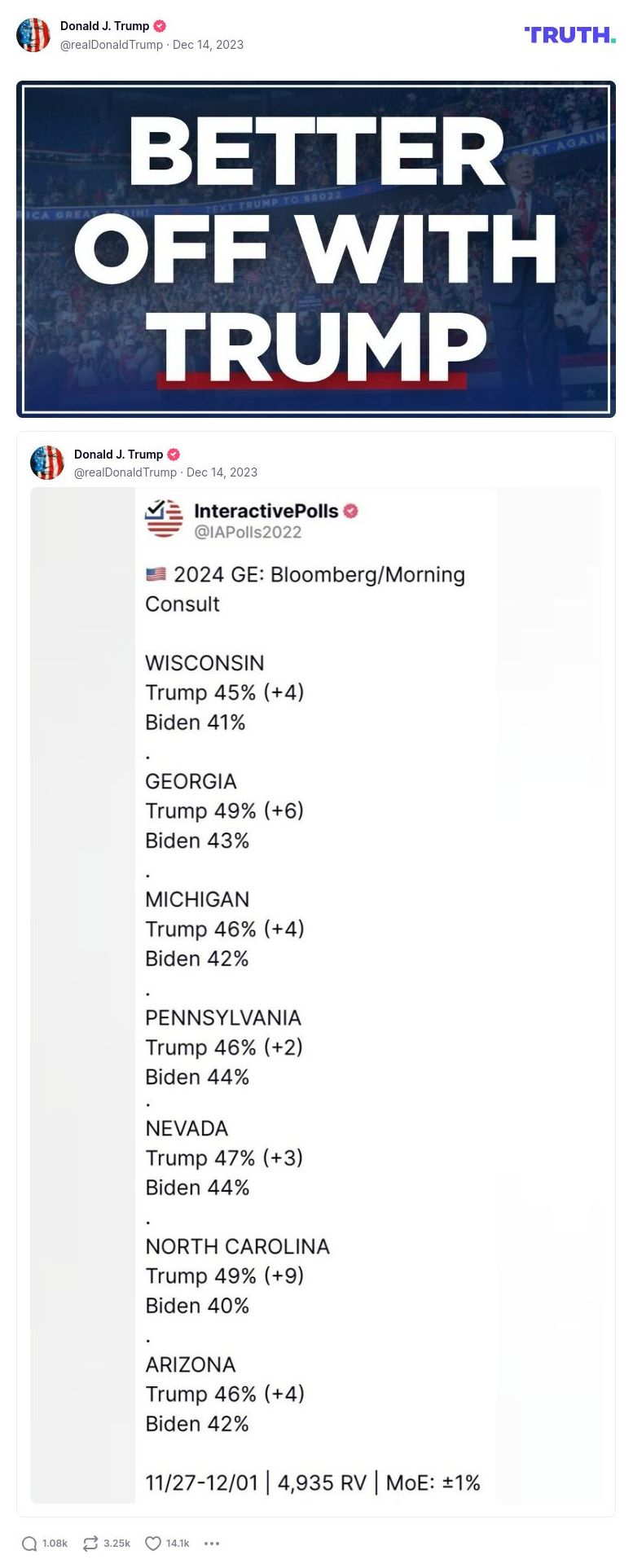 Post image from Donald Trump