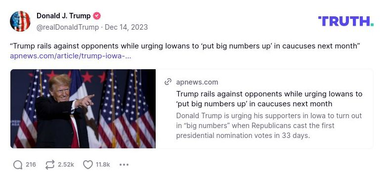 Post image from Donald Trump