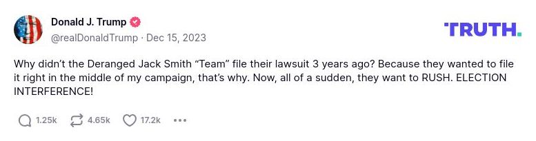 Post image from Donald Trump